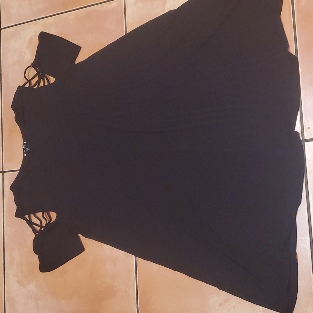 Black Stretch Cutout Short Sleeve Dress Coverup XL